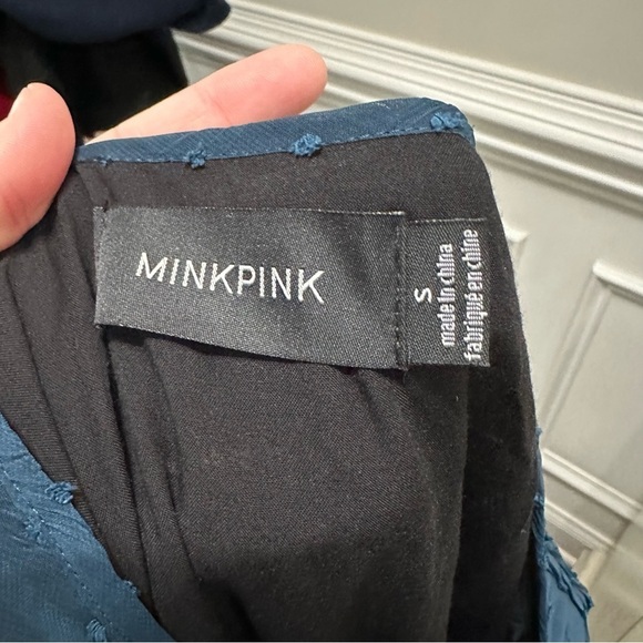 MINKPINK Turquoise Swiss Dot Cold Shoulder Jumper size S - Picture 9 of 12